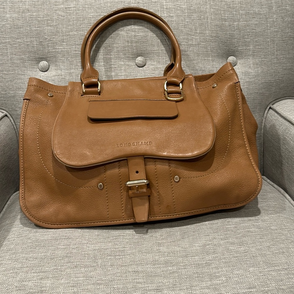 Longchamp Balzane Tan Saddle Leather Satchel